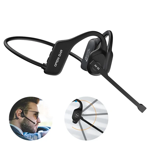 Open Ear Noise Cancelling Headset Wireless Bluetooth ENC Call Noise Elimination Computer Headphone Wireless with Boom Microphone 1