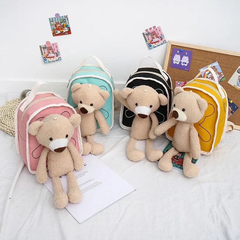 

Cute Plush Bear Children Bag New Backpack Net Red Small Backpack Tide Boys and Girls Student School Bag
