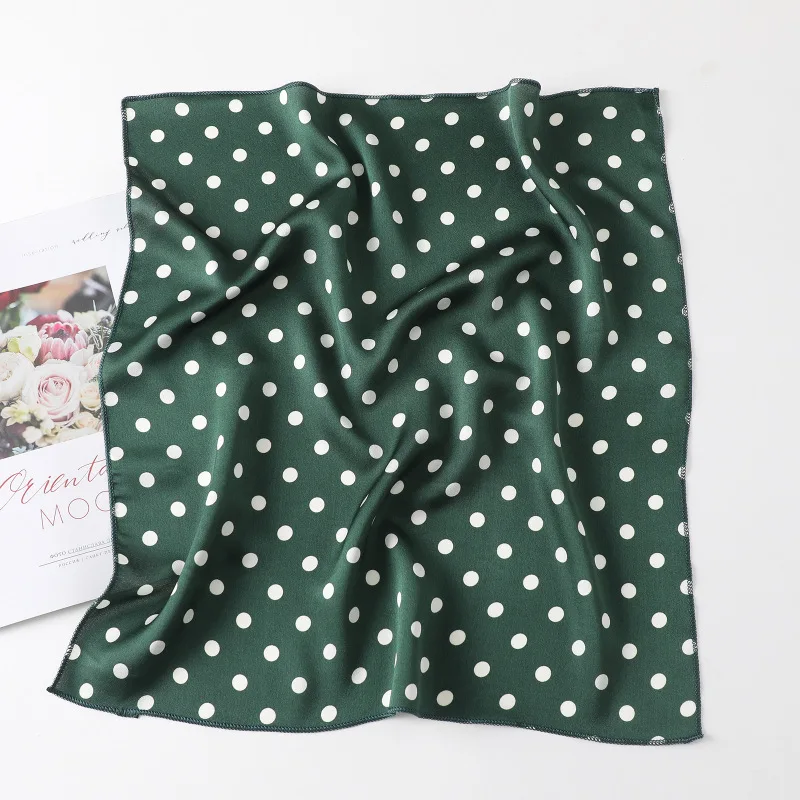 Dot Print Design Luxus Kleine 50 cm Platz Frauen Seidenschal Taschentuch Haarband Dekorieren Schals Bandana – Detail 16