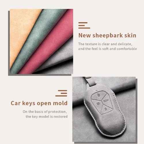Leather Car Remote Key Case Cover Key Fob Shell Holder Keychain Accessories For Xiaopeng Xpeng P5 P7 G3 G6 G9 G3i
