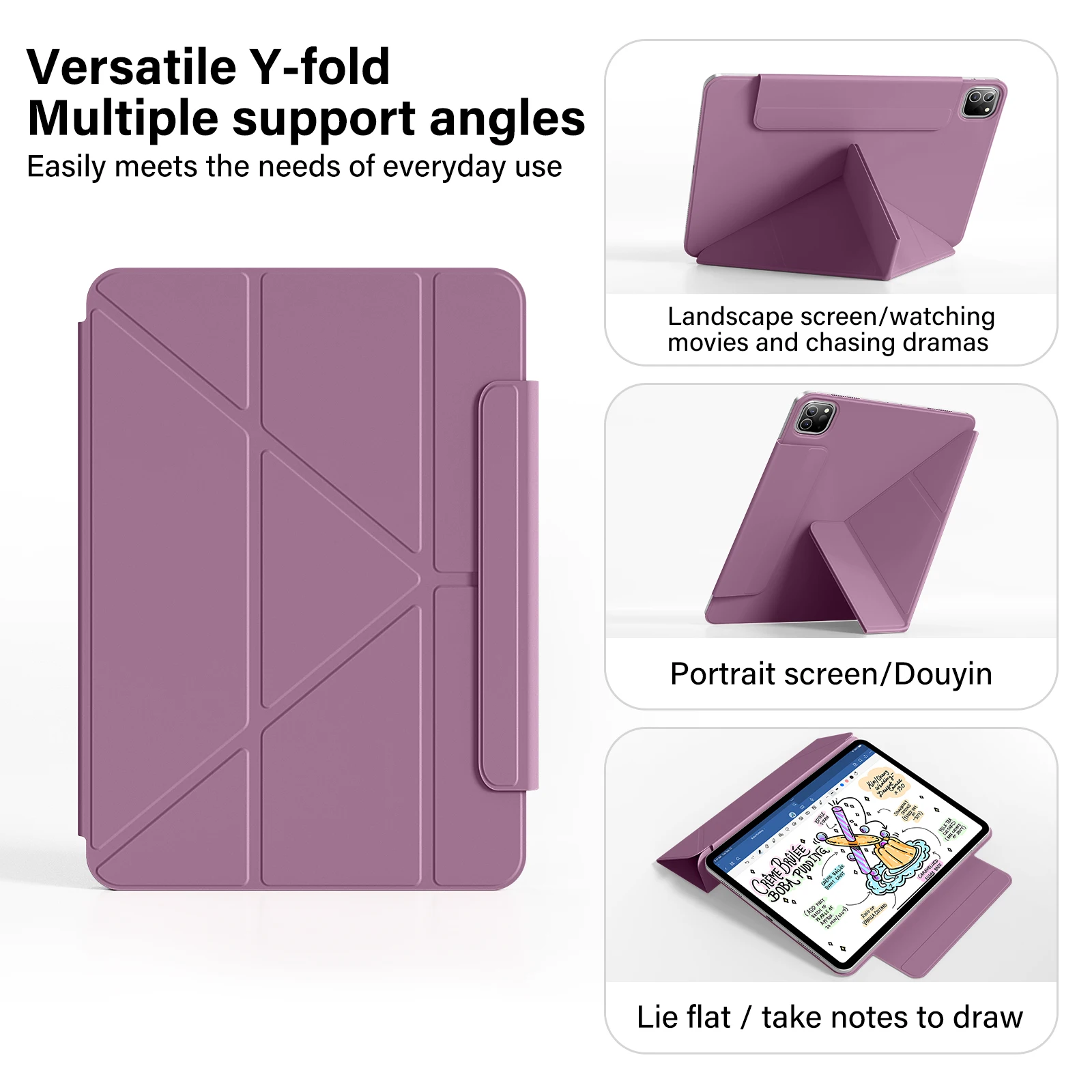 Magnetic Detachable Y-Shaped Folding Cover Case