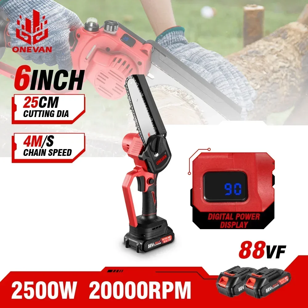 6 Inch Electric Saw Cordless Chainsaw Woodworking Handheld Rechargeable Pruning Garden Power Tool for 21V 18V Battery electric chainsaw,electric saw