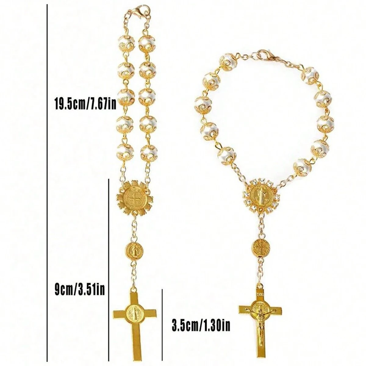 Elegant Cross Pendant Rosary Necklace - Timeless Spiritual Accessory & Thoughtful Gift