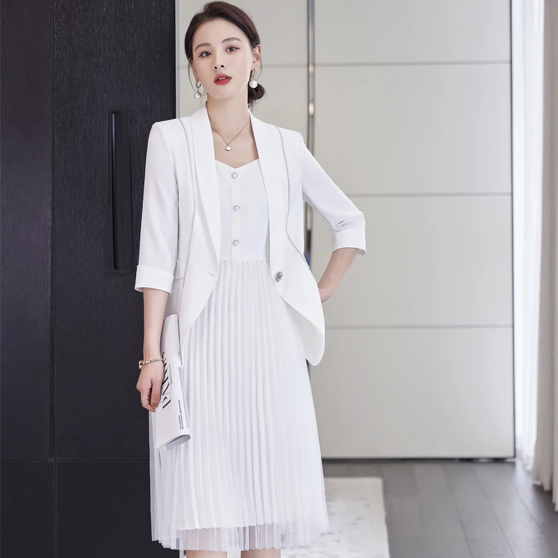 New Arrival 2022 Summer Fashion White Blazer Women Business Suits Dress