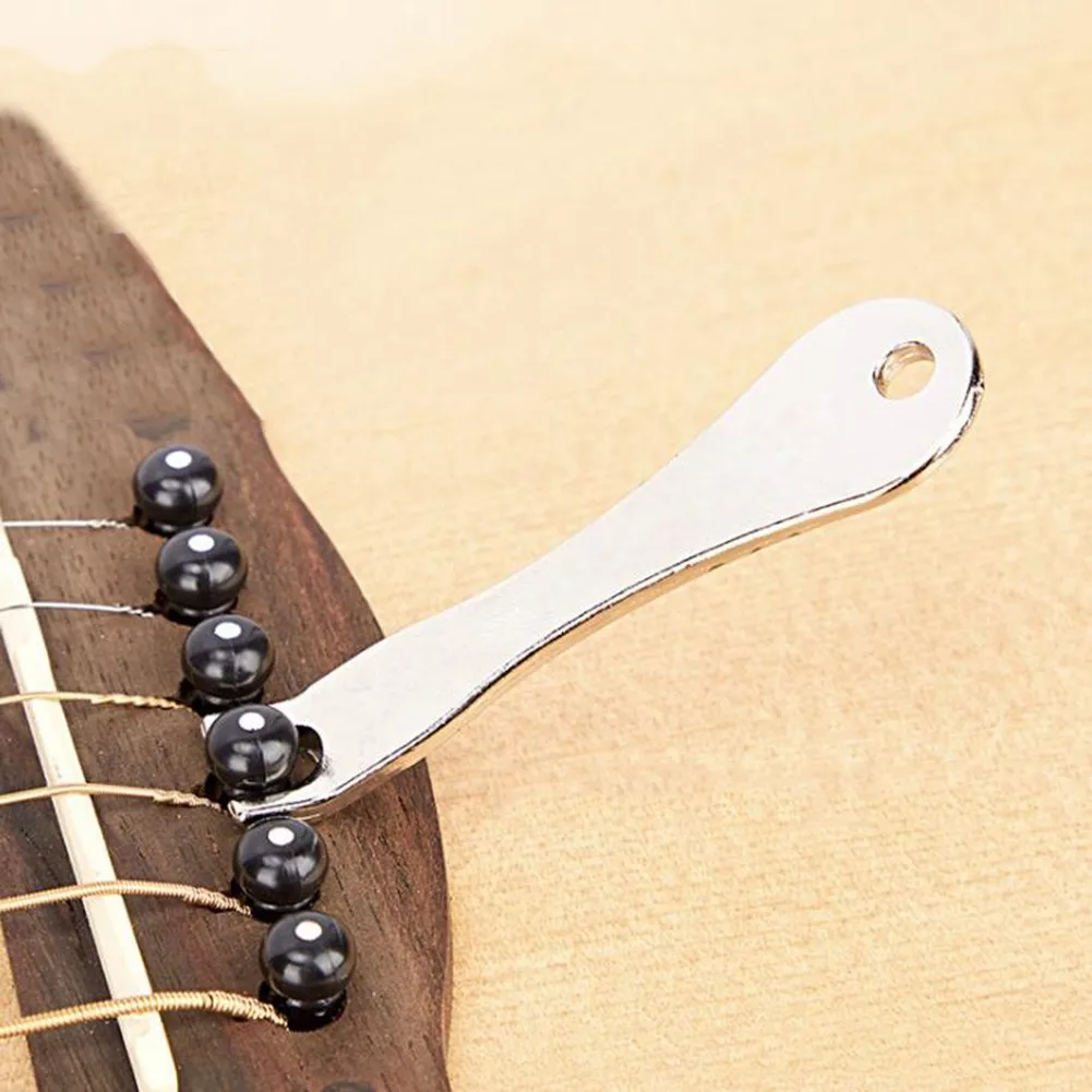 Guitar Bridge Pin Remover String Nail Peg Puller Tool Chrome Metal Acoustic Folk Bass Bridge Extractor