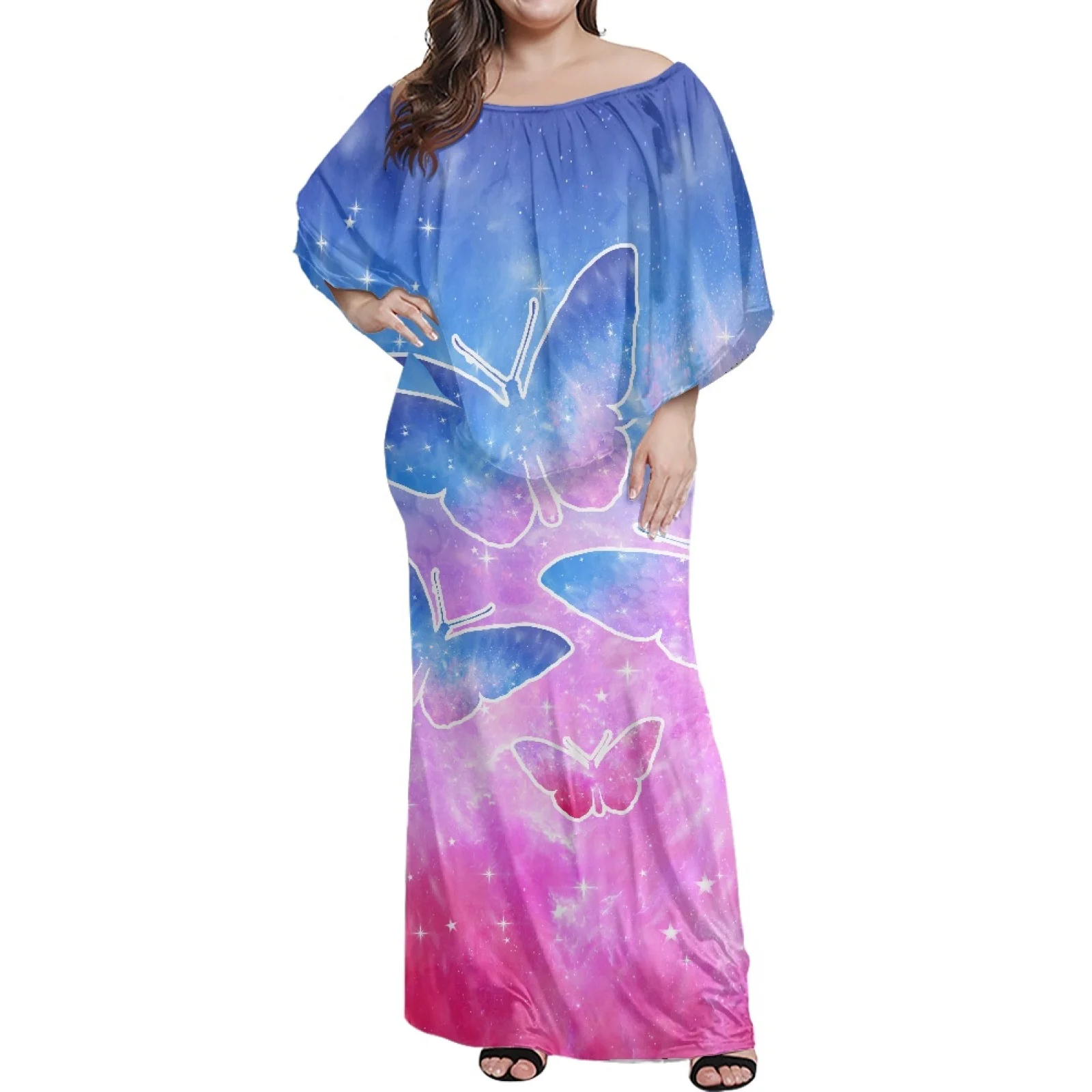 

Sublimated Polynesian Traditional Tribal Classic Pattern Ladies Casual Dress Long Skirt Suit Loose Frill Women Evening Dress