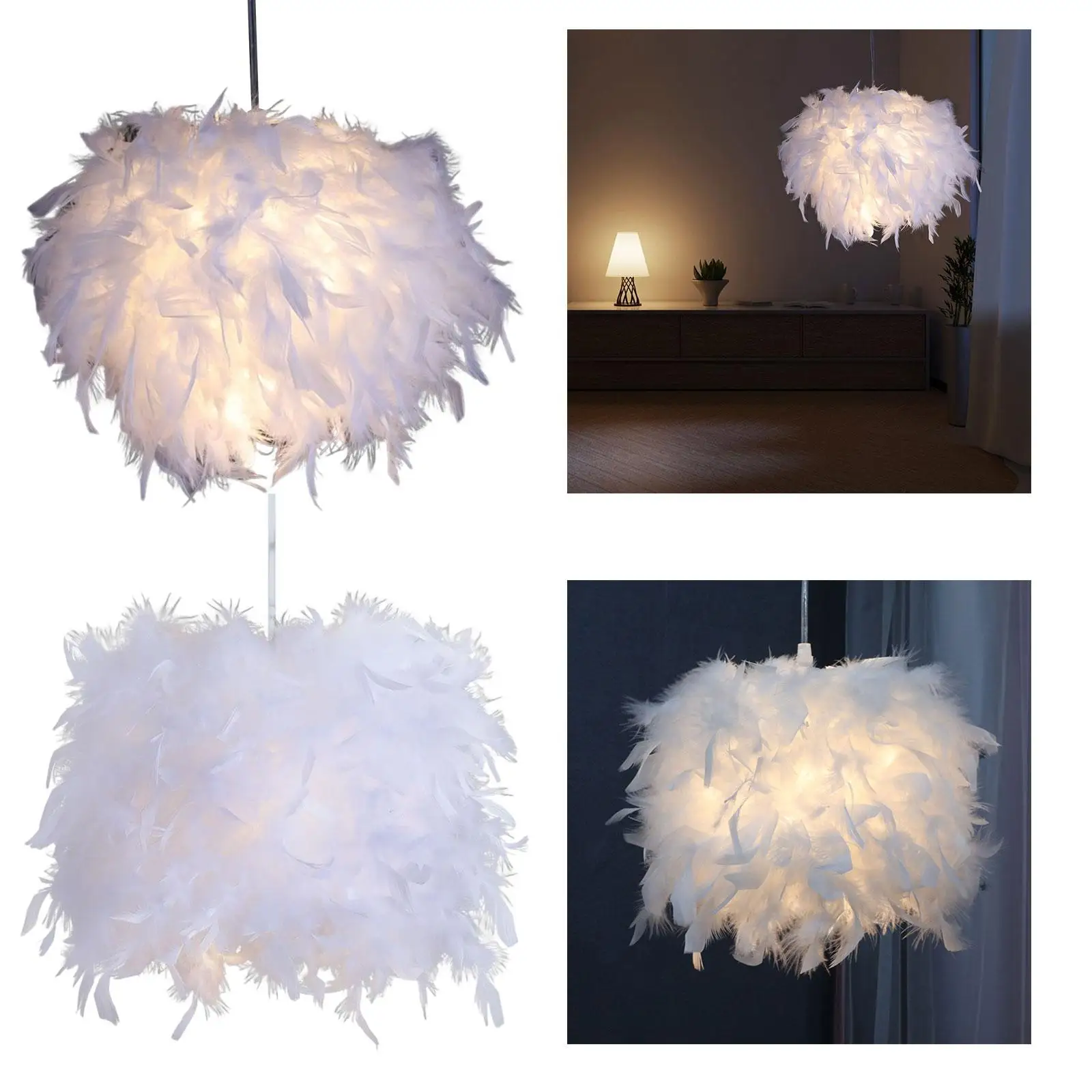 Feather Lamp Shade Accessory Pendant Light Cover for Ceiling Light Bedroom Decoration