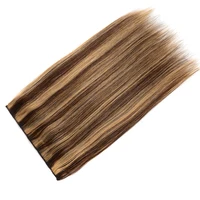 Clip In Hair Extensions wigs One Piece Natural Human Hair Clip in with 5 clips Wear to Go Hairpieces Natural Hair Balayage Blonde 2