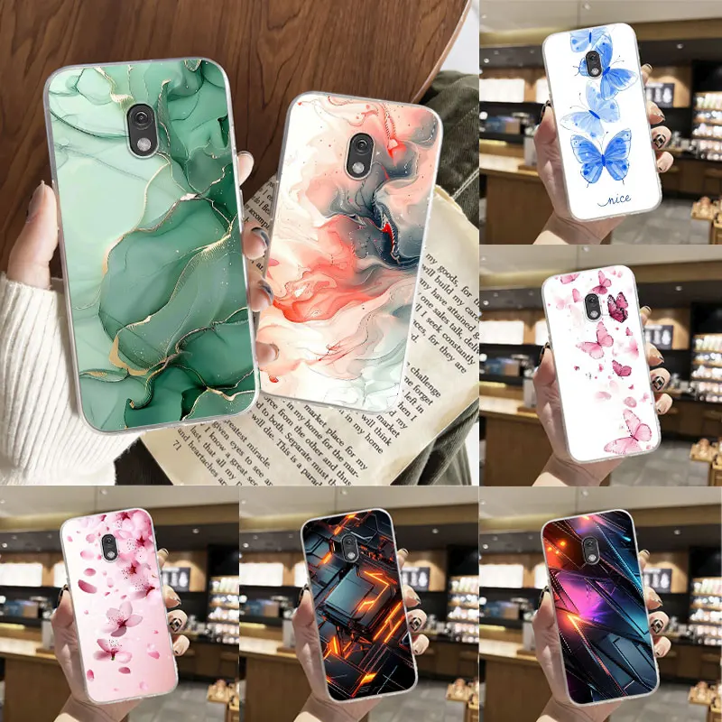 Silicone Soft Transparent Shockproof Phone Case with Marble Flower Design