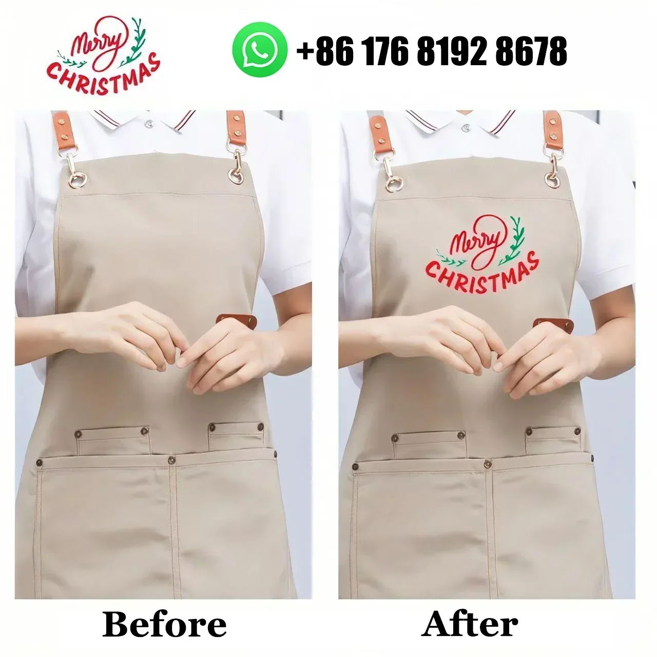 Customized Logo Adjustable Canvas Apron with Pocket