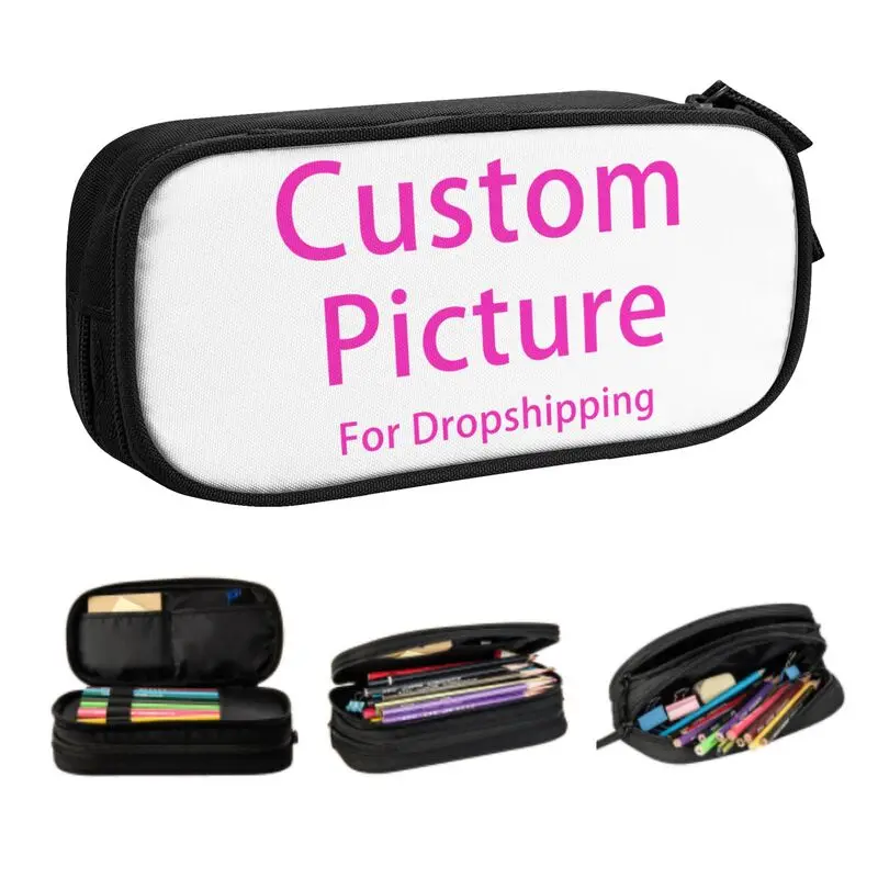 

Personalized Custom Photo Logo Pencil Cases for Boys Gilrs Custom Customized DIY Print Large Capacity Pen Bag Box Stationery