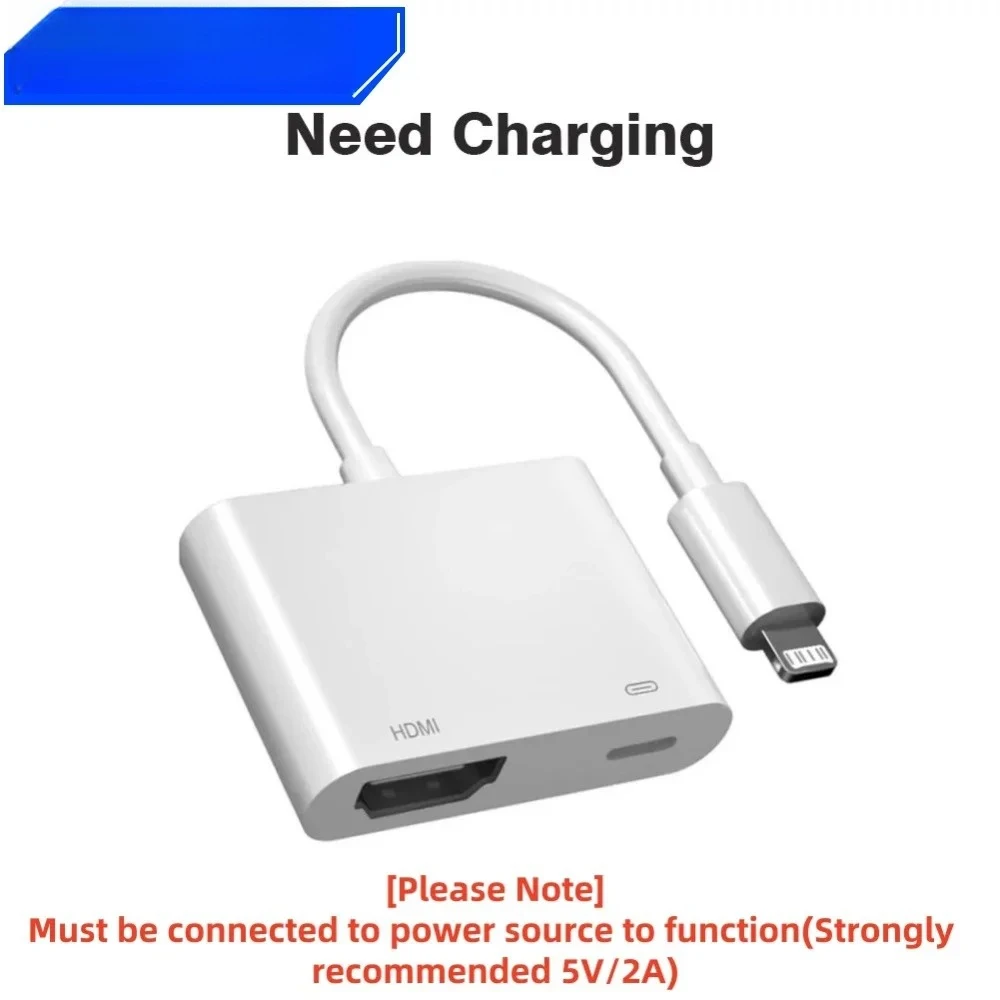 Lightning to HDMI OTG Adapter 2 in 1 Fast Charging Hub 1080P Output Multi Port TF Card Reader iPhone Laptop Tablet