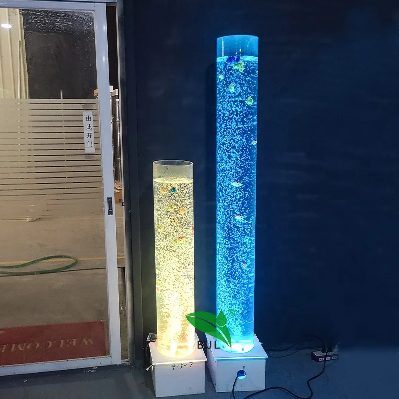 

Custom indoor decoration LED colorful changing glowing aquarium water bubble lamp column