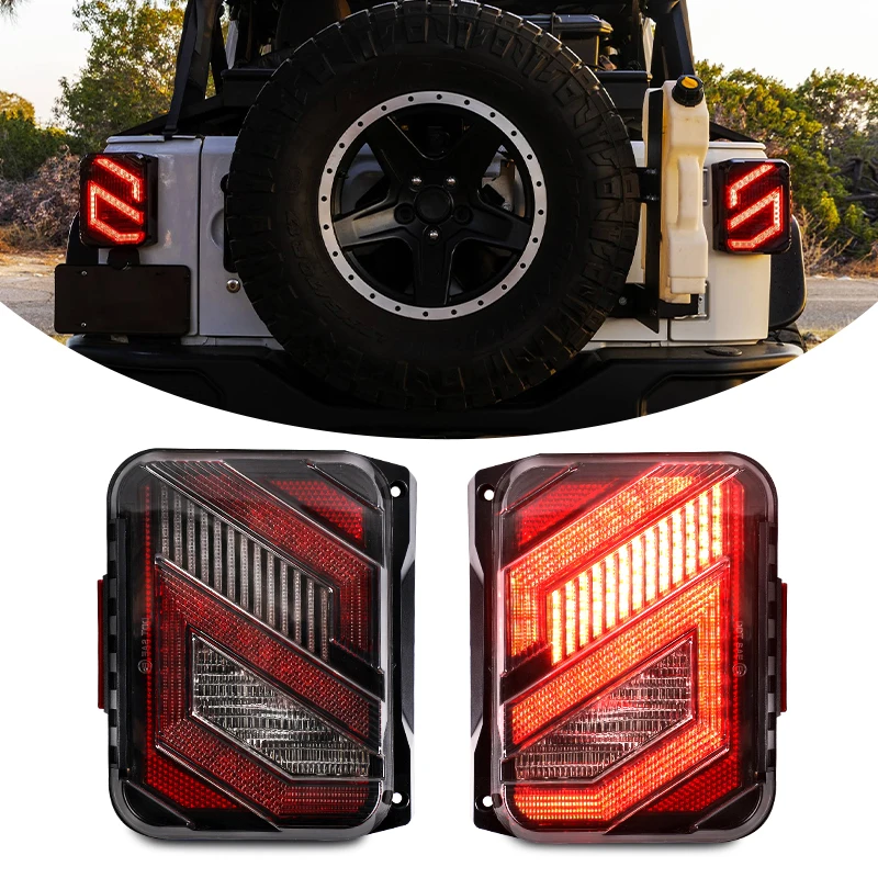 

LED Tail Lights DOT Rear Brake LED Tail Lights With Amber Turn Signal Parking Back up Tail Light For Jeep Wrangler JK JKU 07-18