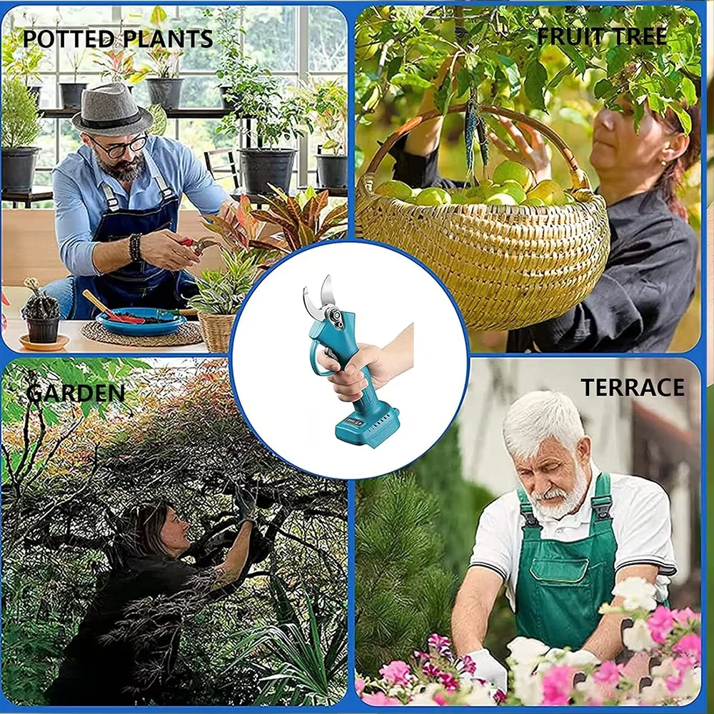 Brushless 4 Gear Electric Pruning Shears Cordless Electric Scissors Garden Pruner Fruit Tree Garden Tools for 18V Makita Battery 3
