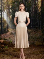 طقم من بلوزة قصيرة وتنورة للنساء ، طقم من جزئين ، قلادة مستديرة ، خصر مرن ، مطوي ، تنورة فضفاضة ، صيف ، جديد ، 13db7078 1