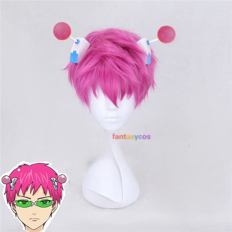 

Saiki Kusuo Cosplay Wig The Disastrous Life of Saiki K Rose Red Wigs Heat Resistant Synthetic Hair Costume Prop Hairpins