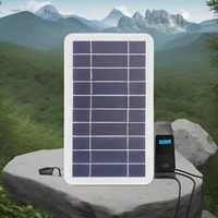 Panneau solaire USB portable 5V 2W - Imperméable, pour la randonnée en plein air, le camping, la recharge de téléphone portable, panneau de charge pour batterie externe 2