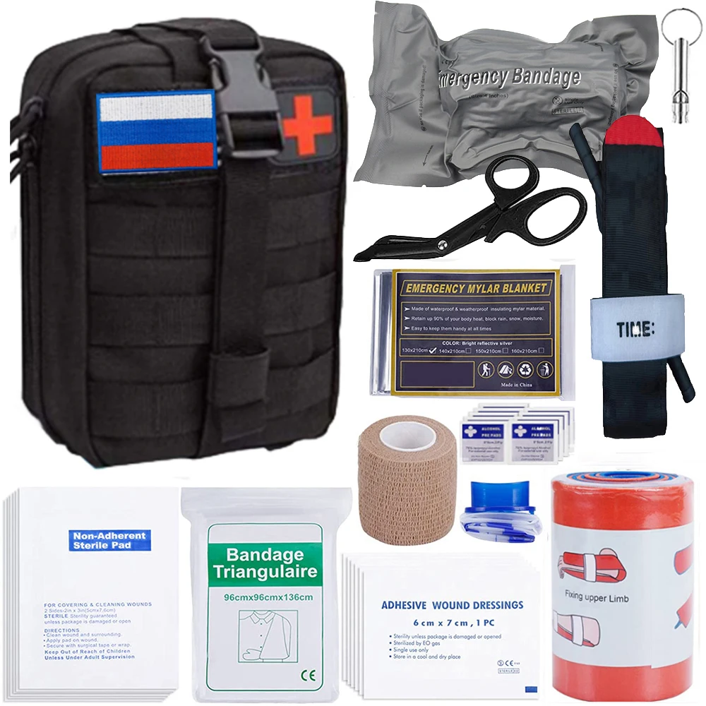 

39pcs Tactical First Aid Kit Survival Kit EMT Out Bag EDC Emergency Supplies Molle Military Admin PouchI FAK EMT for Trauma