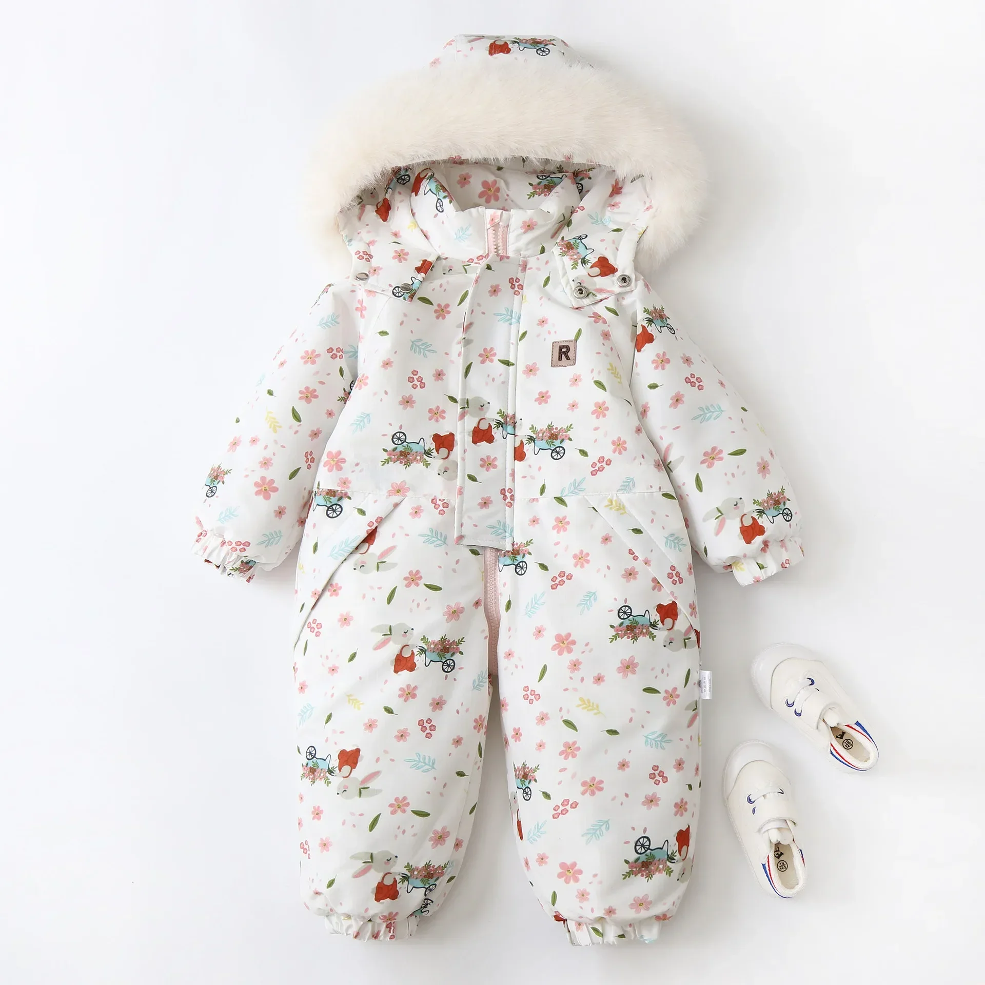 Winter Kids Snow Suit Floral Printed Ski Coat
