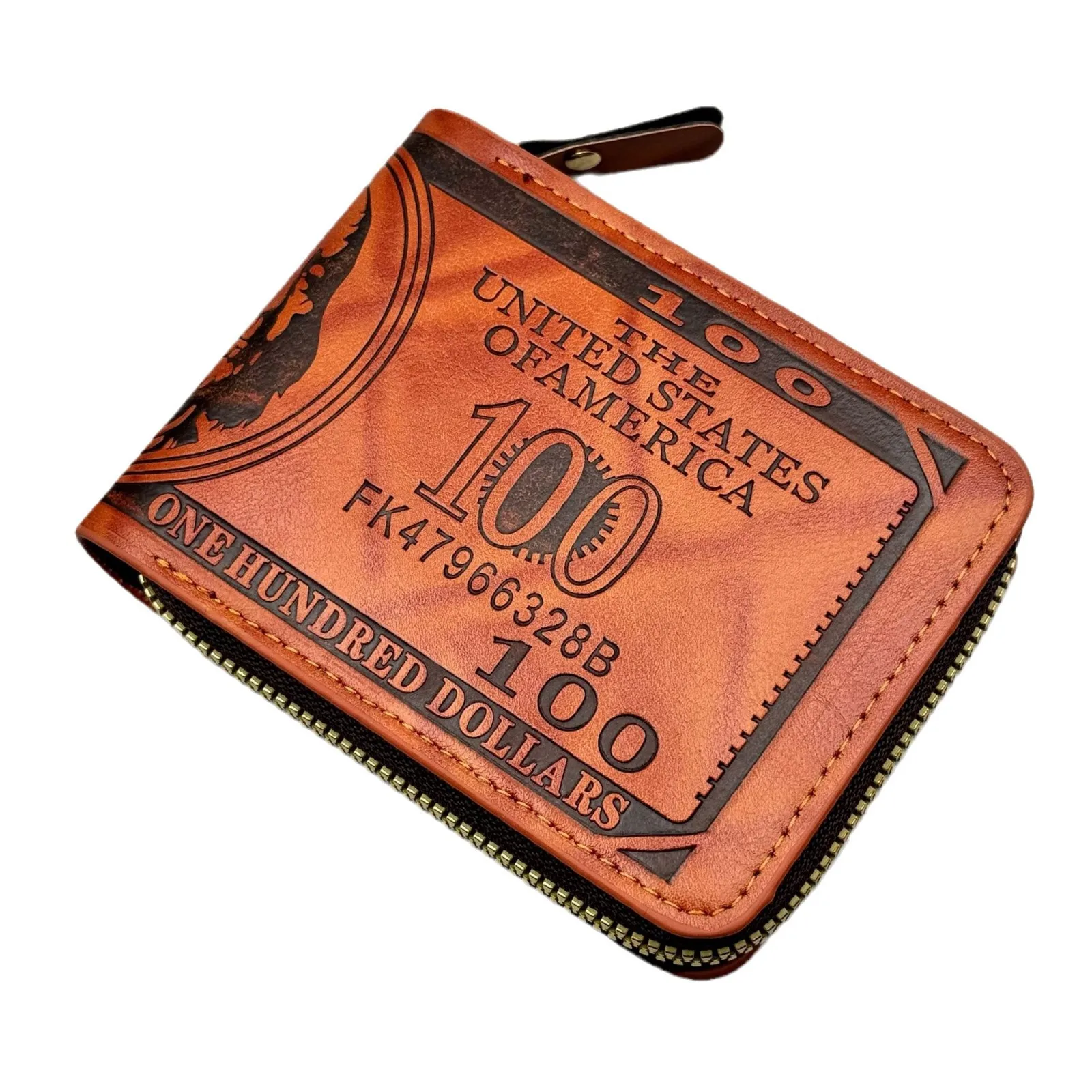 Men's Retro printing  Wallet, Ultralight Slim Zip Coin Wallet, Short Zipper Compact Cash Organizer RFID