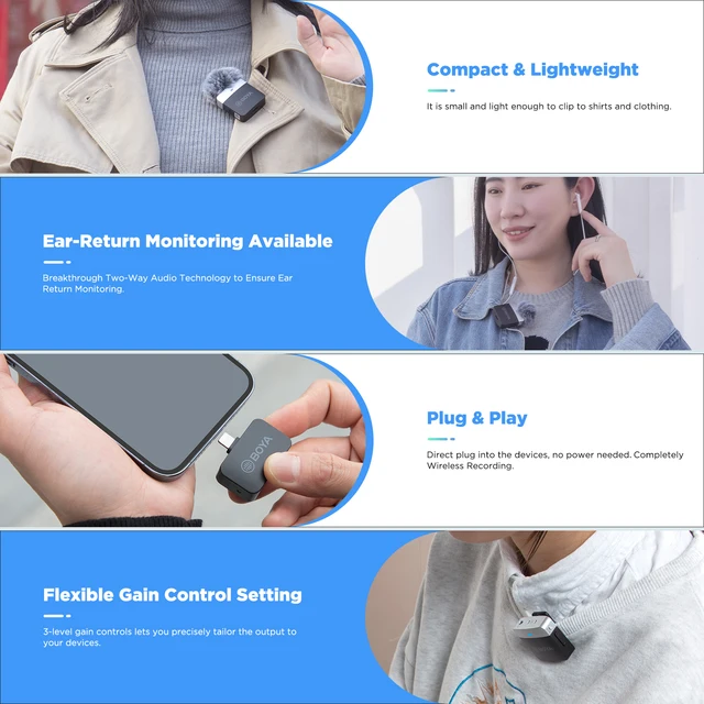 Microfone Lapela Sem Fio BOYA BY-M1LV: Capturando Áudio Claro e Detalhado