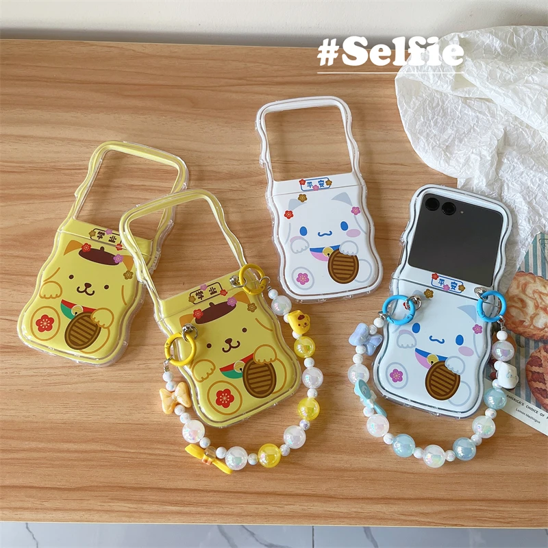 Sanrio Cinnamoroll Pom Purin Con Custodia Per Telefono Bracciale Per Motorola Razr 40 Ultra Moto Razr 40 Ultra 2023 Cover Ultra-Antiurto