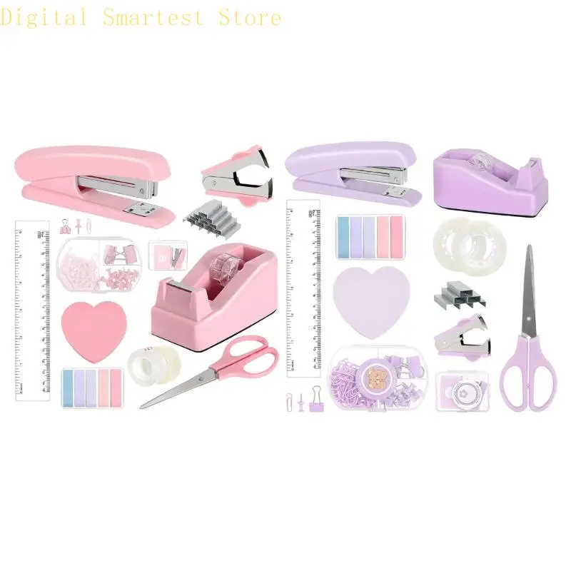 85AA Office Supplies Desk Organization 스티커 메모 스테이플 스테이플 가위 세트