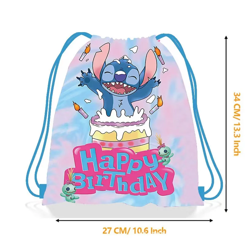 thumbnail image 1 of 5/30 piezas Disney Pink Lilo Stitch Theme Bolsa de cordón no tejida con tema Lilo & Stitch Bolsa de regalo para fiesta de cumpleaños para niño y niña Suministros para baby shower, 1 of 5