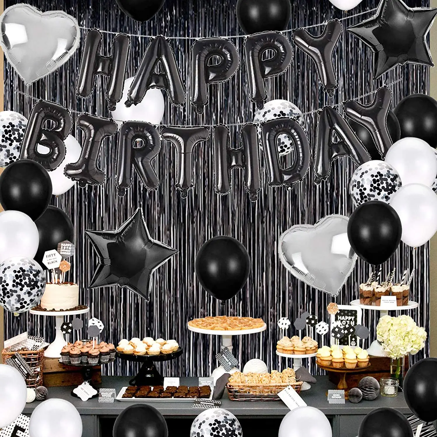 Kit Decorazioni Compleanno Rosso E Nero | 32 Pezzi Con Palloncini Foil, Banner E Coriandoli Per Feste Uomo E Donna - 3