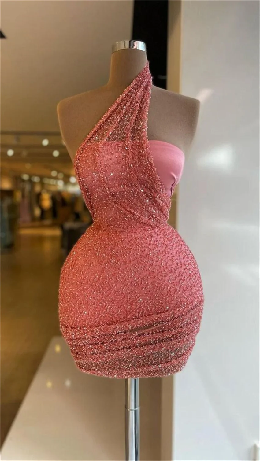 

Coral Homecoming Dresses 2023 Cute Halter Neck Sexy Sequined Sheath Party Vintage Knee-length Elegant Sleeveless Gowns Sparkly
