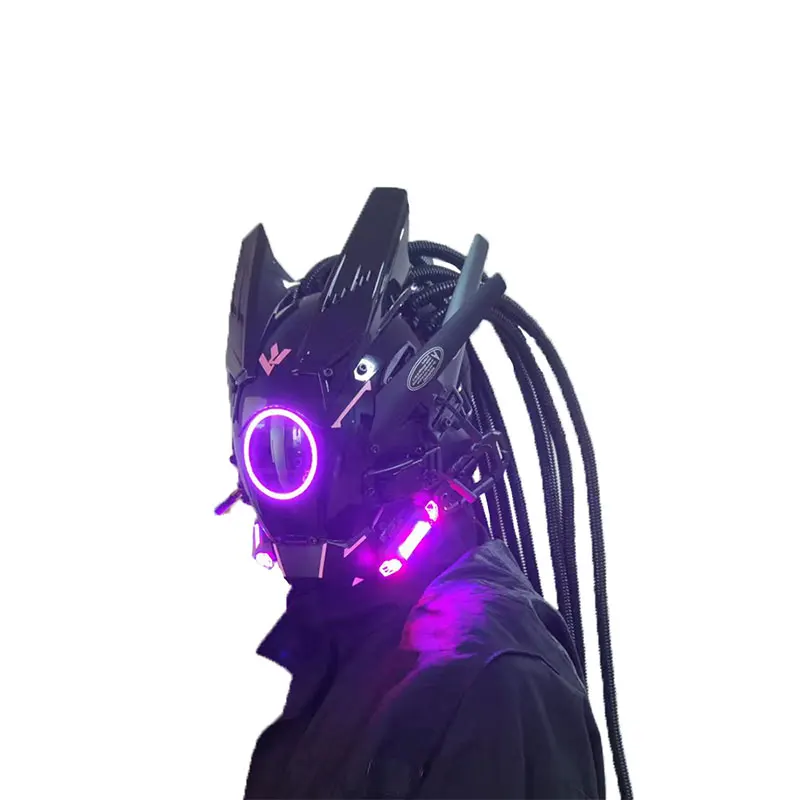 Samurai Helmet CyberPunk Cosplay Luminous Mask Teenagers Led Masks Tactical Helmet Music Festival Decor DJ Party Coolplay Gift