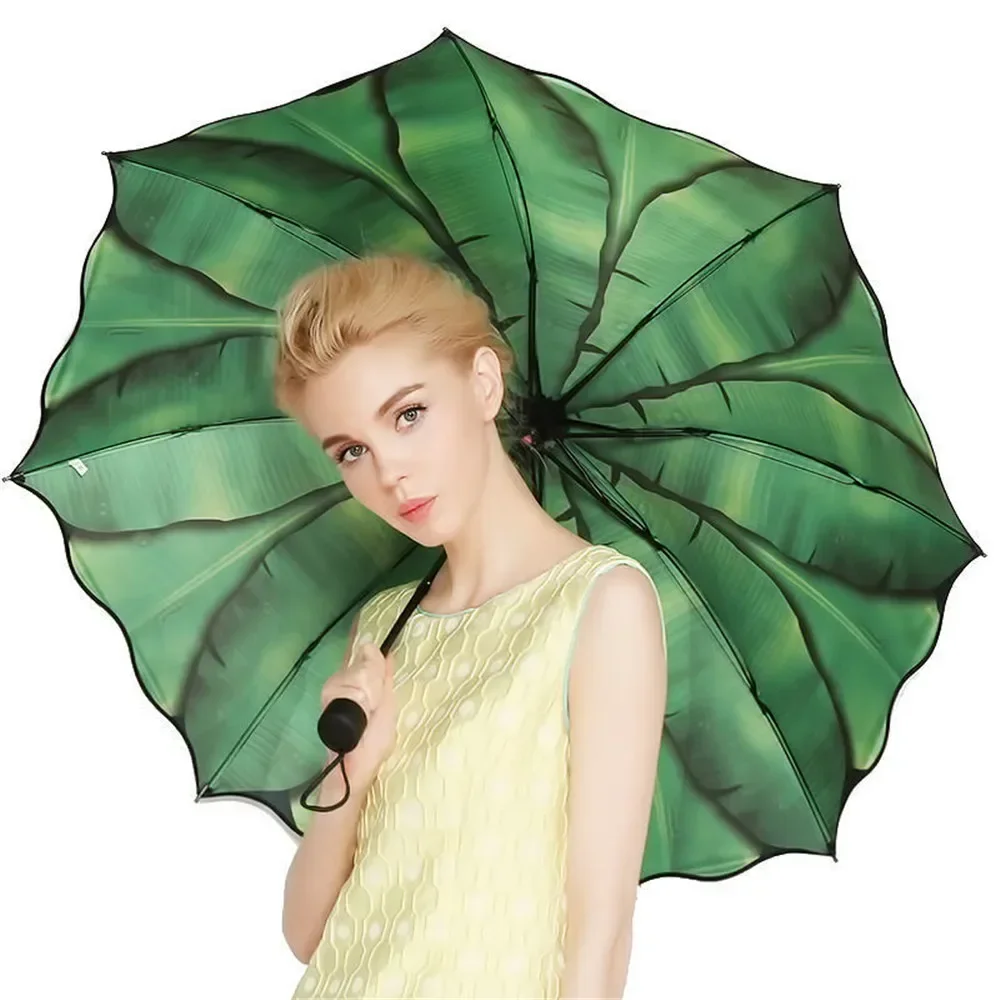 Folding Parasol Umbrella for Men Women Rain and Sun Travel Banana Leaf Umbrella Manual Uv Rain Gear Household Merchandises