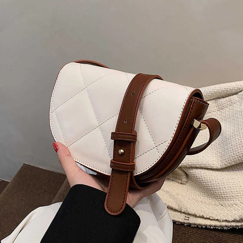 Women's Bag Shoulder Saddle Single Clutche Crossbody Y2k High-End Feeling Genuine Leather Semi-Circular Broadband Cowhide  Retro