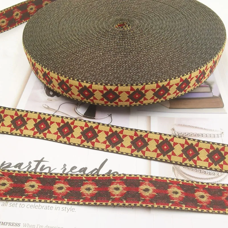 Ribbon Decoration Satin Ribbons Ribbon Supplies DIY Geometric Woven Jacquard Embroidered Ribbons 5 Yards