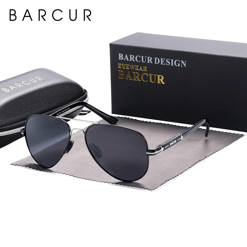 Barcur polarisierte herren sonnenbrille pilot sonnenbrille für männer zubehör fahren angeln, wandern brillen oculos gafas de sol – Detail 11