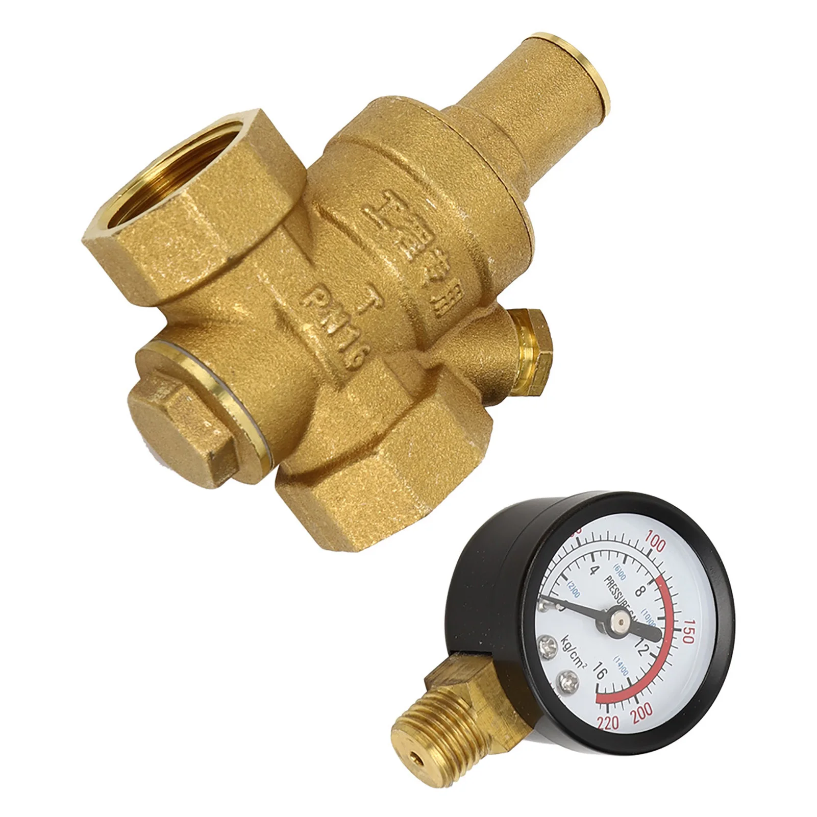 Water Pressure Regulator Brass Pressure Regulator DN20 Brass Adjustable Water Reducer Gauge Meter
