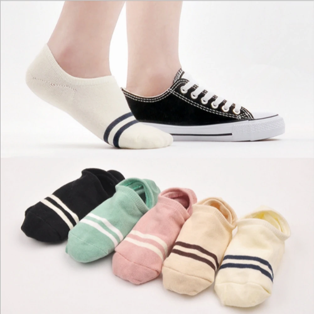 New spring and summer ladies invisible socks Two bars, cotton striped socks  532