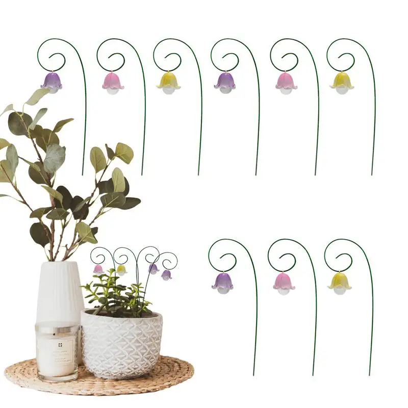 

Orchid Flower Plant Picks 9pcs Miniature Garden Ily of The Valley Figurines Miniature Floral Picks Colourful Yard Ornaments