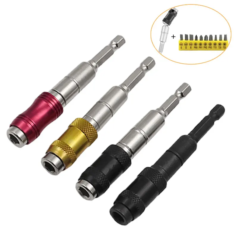 

1/4 Magnetic Screwdriver Tip Screw Quick Change Locking Bit Holder Drive Guide Drill Multi-Angle 6.35mm Batch Extension Tool