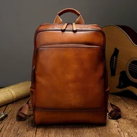 Handmade Genuine Leather Men Backpack Retro First Layer Leather Computer bag Latop Bags Casual Men's Travel Backpack Shoolbag 1