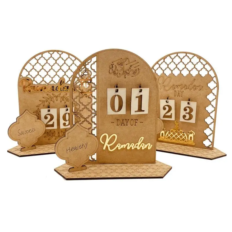

2024 Ramadan Countdown Calendar Eid Mubarak Ornament Ramadan Decoration Wooden Eid Calendar For Home Islamic Muslim Party Decor