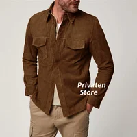Men's Jacket Suede Slim Fit Lapel Cardigan High Quality With Pockets Business Office Suit Coat Single Breasted Clothes 1
