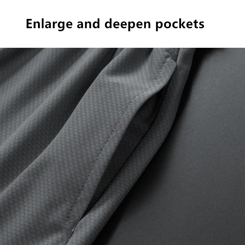Summer Men'S Casual Versatile Ice Silk Cool Elastic Quick Dry Breathable Shorts Pants Youth Simple Sports 5-Point Trousers