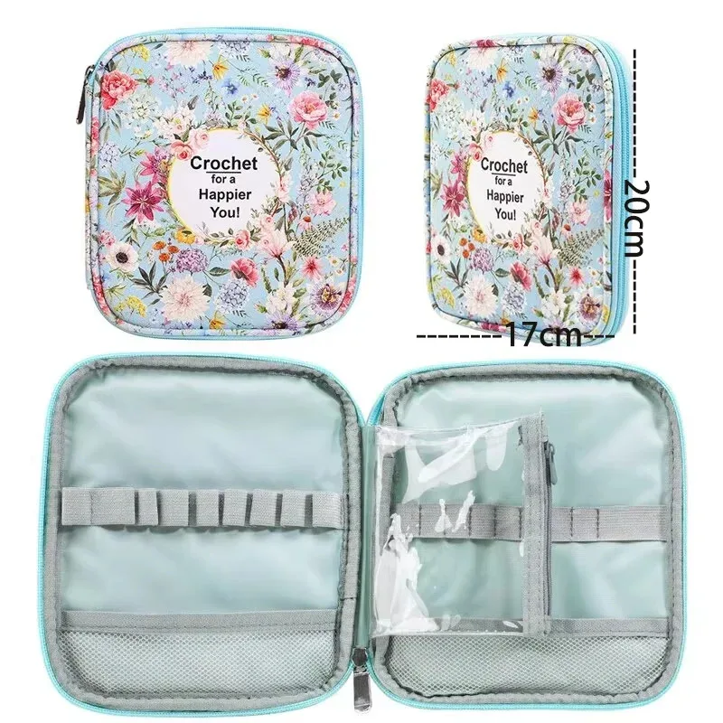 Knitting Tool Organizer Waterproof Knitting Tool Organizer Multi-Compartment Crochet Hook Case with Customizable Floral Print Locking Zipper