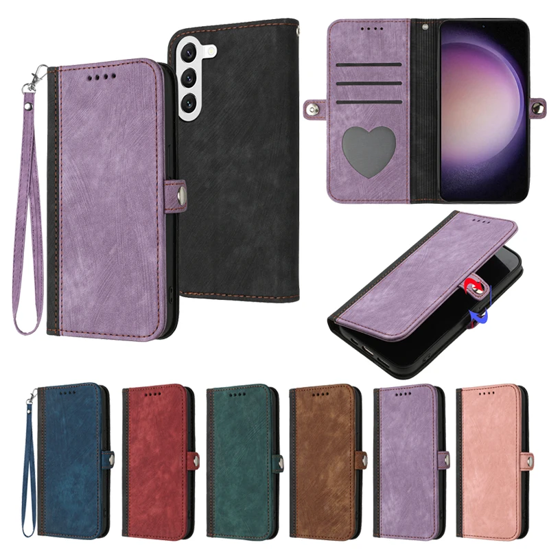 

Wallet Side Buckle Splicing Flip Over Leather Case For Samsung Note 20 10 Pro 10 5G 9 8 S23 S22 Plus S21 Ultra S20 FE S10 10E 9