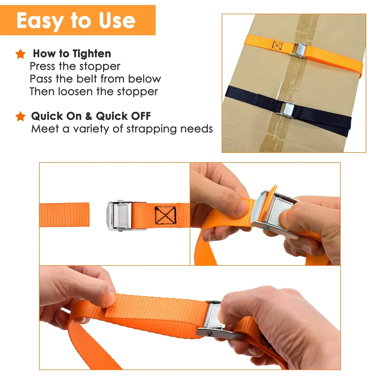 Cargo Tie Down Strap Tie Down Straps Adjustable Lashing Straps Ratchet Heavy Duty Cam Buckle