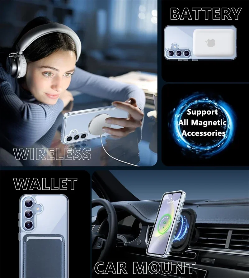 Crystal Clear Magnetic Shockproof Case with Anti-Yellowing Technology