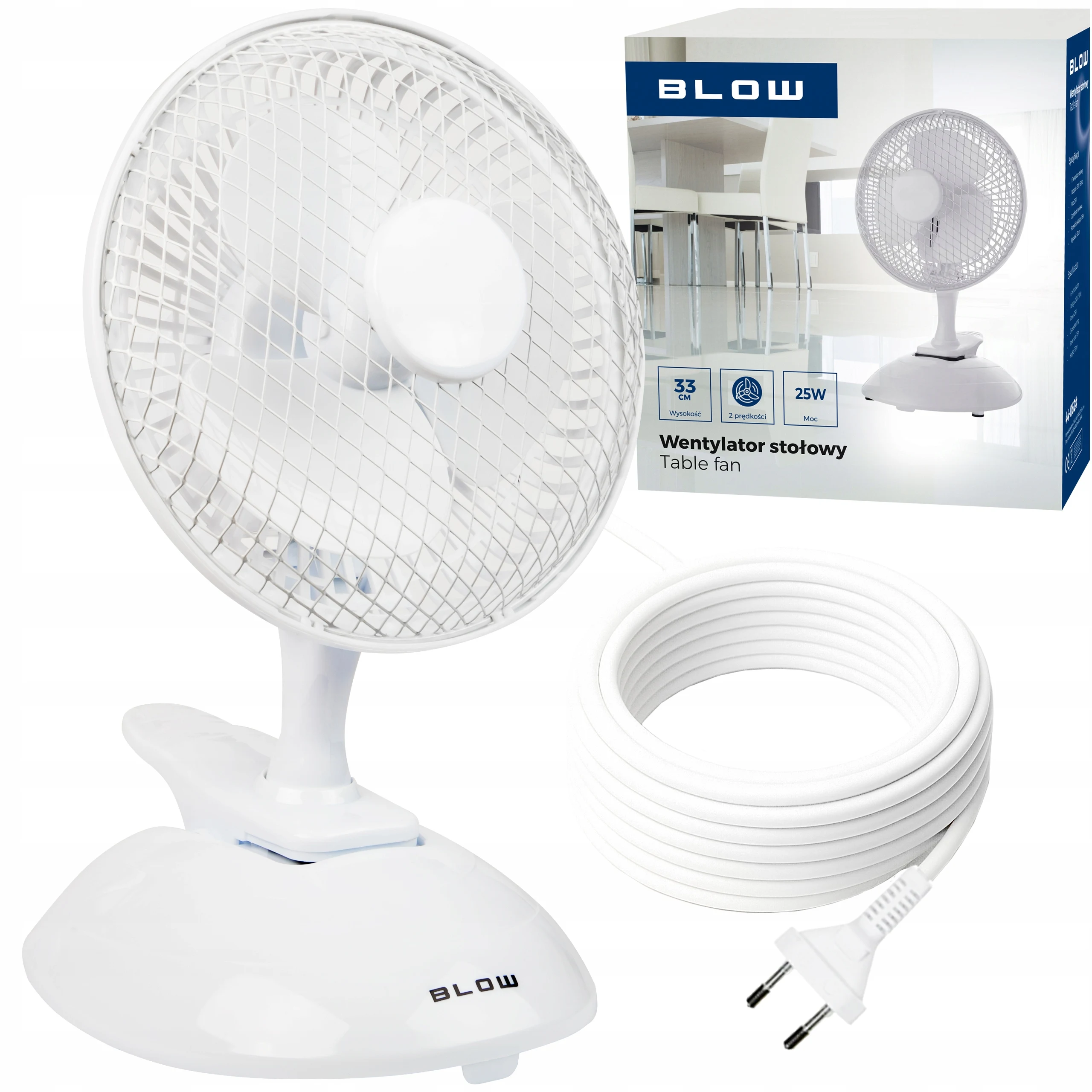 Wentylator biurkowy cichy na klips wiatrak stojący stojak 2 tryby 25w 20cm biały z Polski za $8.7 / ~33zł Wentylator biurkowy cichy na klips wiatrak stojący stojak 2 tryby 25w 20cm biały z Polski za $8.7 / ~33zł