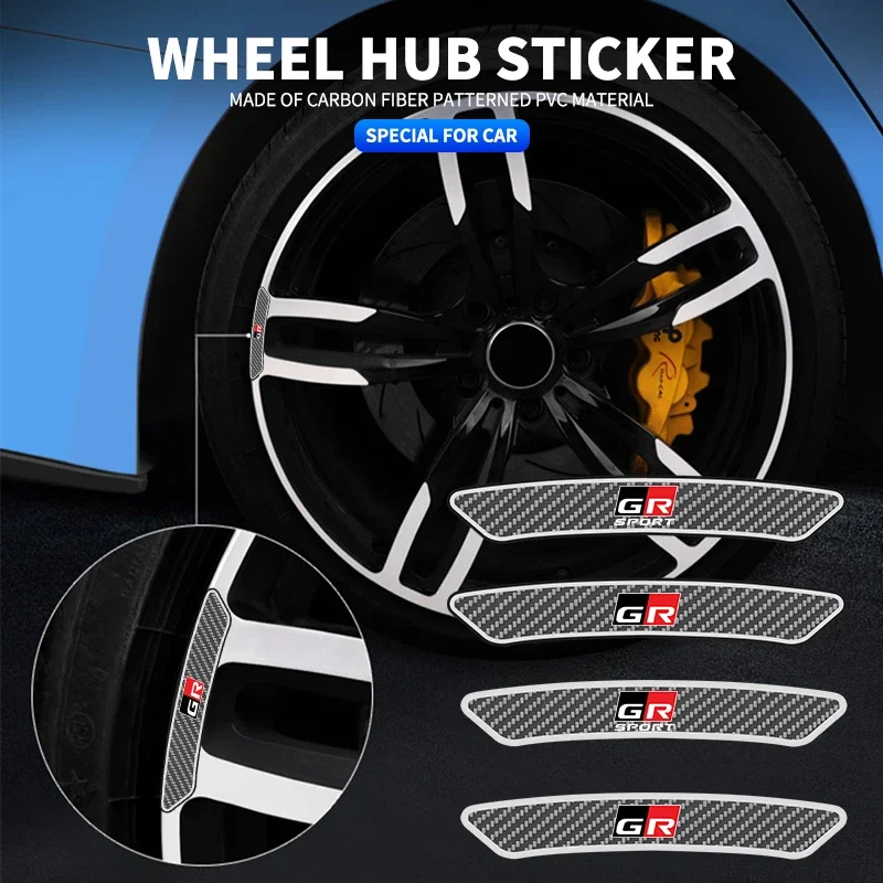 4Pcs Car Badge Cerchi Ruota Brow Decal 3D Trim Sticker Per Toyota Gr Gazoo Racing Toyota Yaris Hilux Corolla Prius Accessori